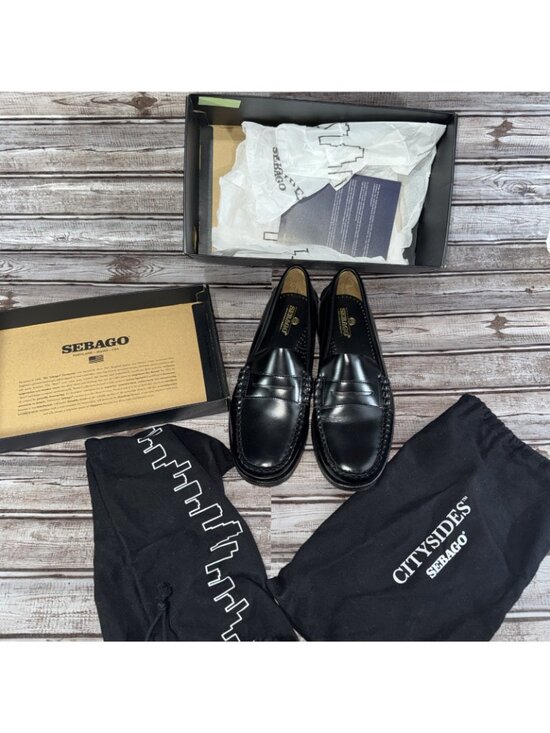 Sebago Classic Dan Beef Roll Leather Penny Loafers sz 9.5 Wide Black Handsewn main image 8